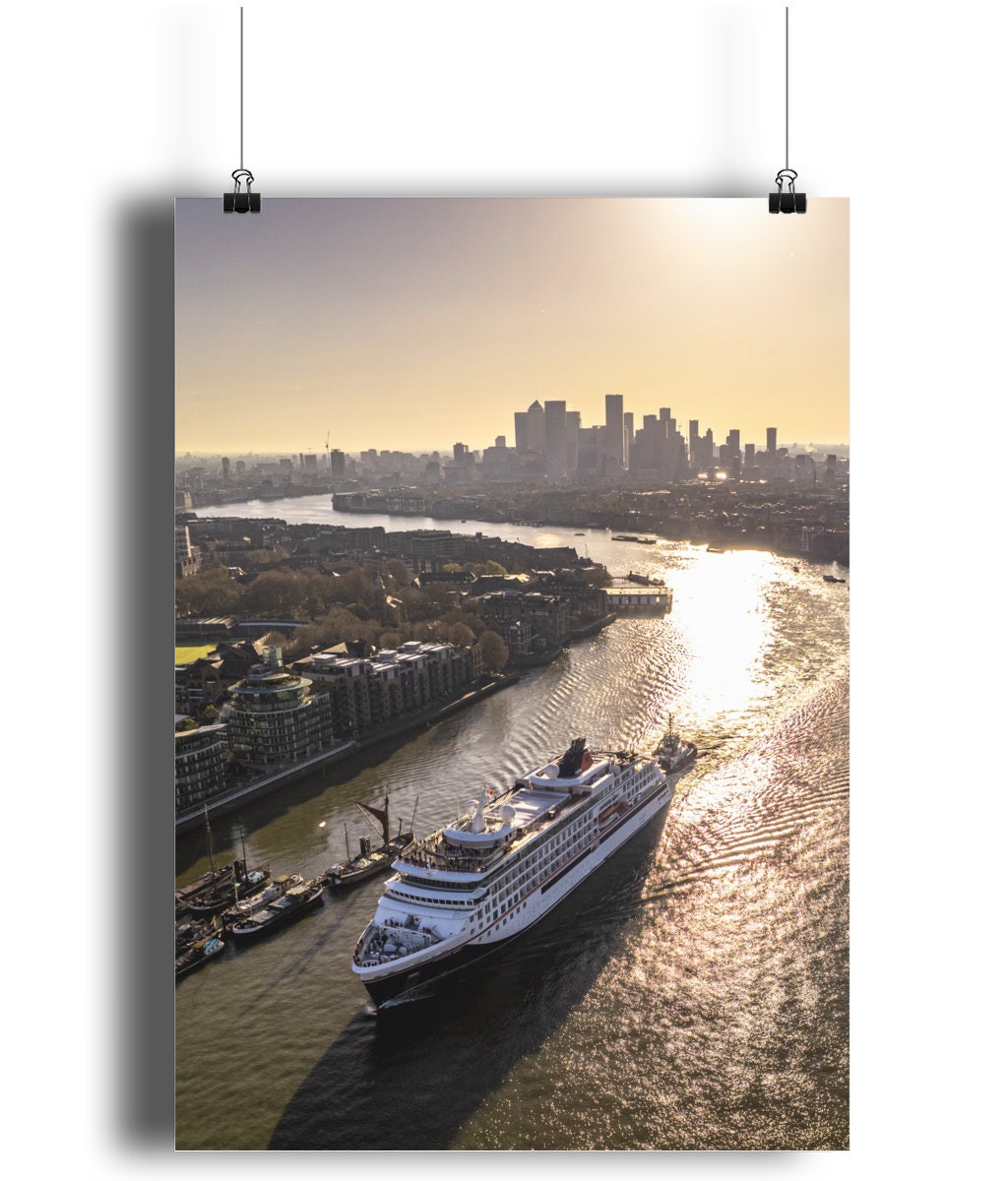 Hanseatic Spirit Cruise Ship heading up The River Thames, Now Available in print