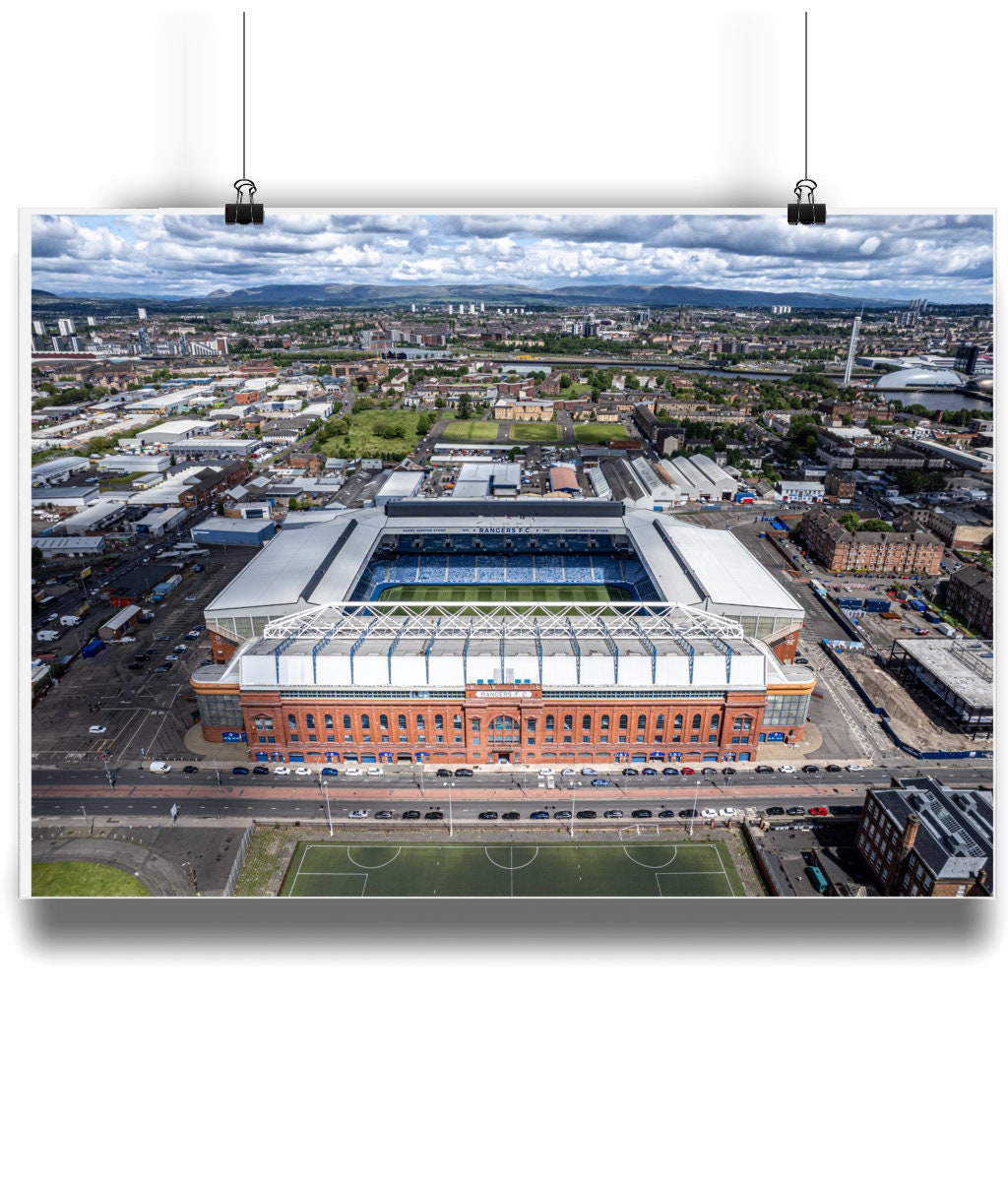 Ibrox Stadium Drone Print, Home Of Glasgow Rangers Football Club