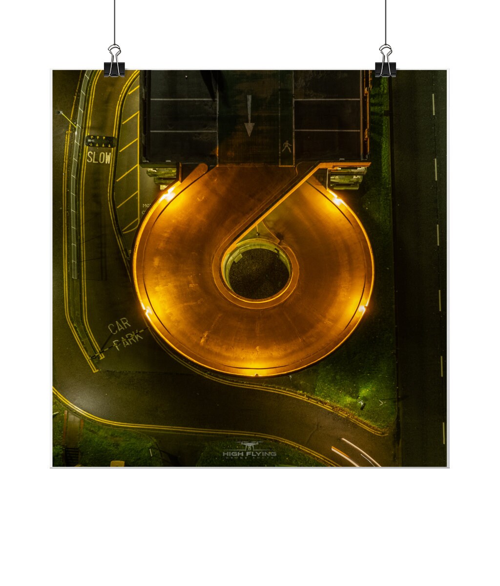Top Down Drone Shot Of Hertford Car Park Square Lustre Fine Art Print
