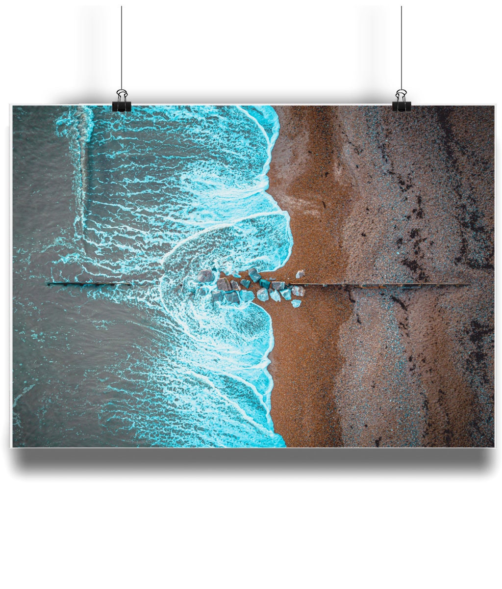 Top Down Drone Landscape Matte Art Print of Worthing Breakwater