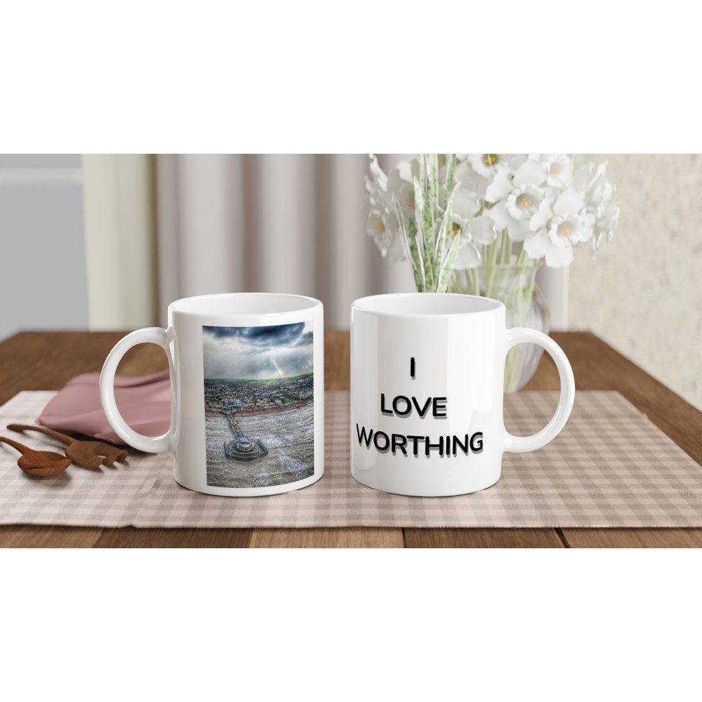 I love Worthing drone shot mug White 11oz Ceramic Mug