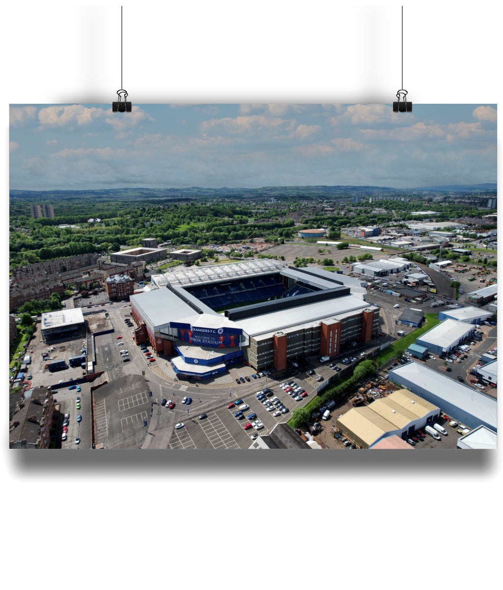 Rangers Football Club from the sky Landscape Matte Art Print