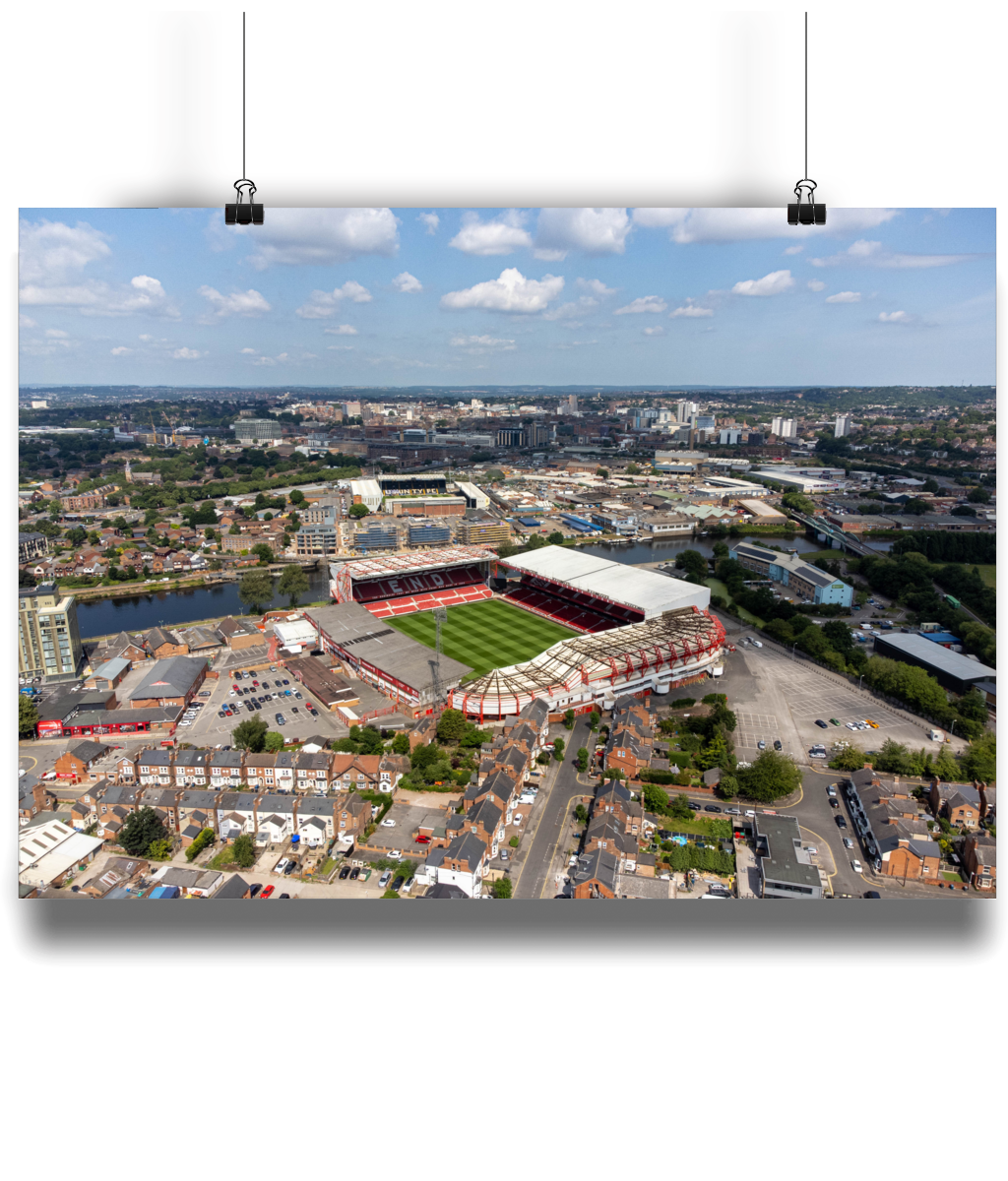 Nottingham forest wall art drone photography print, great gift for any Forest Fans fans