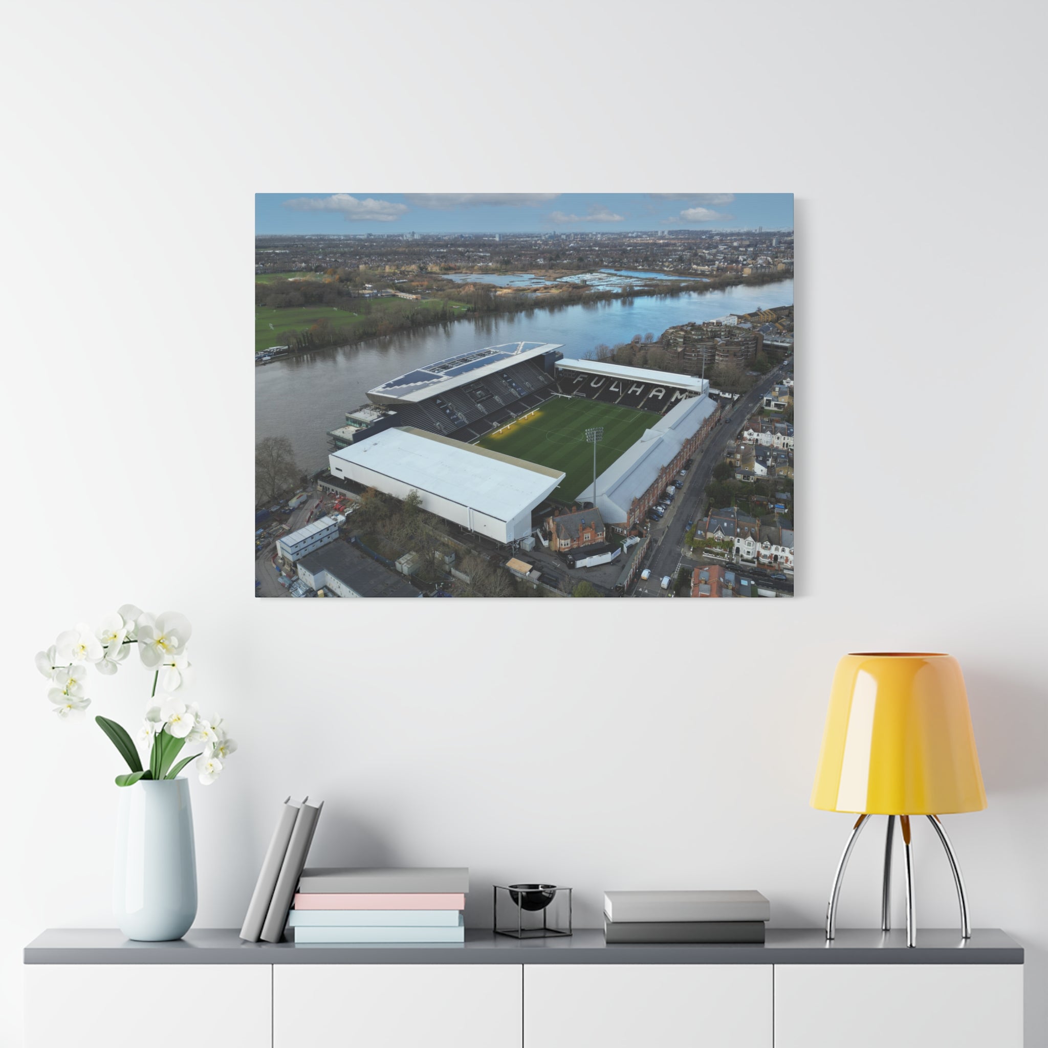 Fulham Football Club Canvas Wall Art, Great Gift Idea of Craven Cottage View From The Air