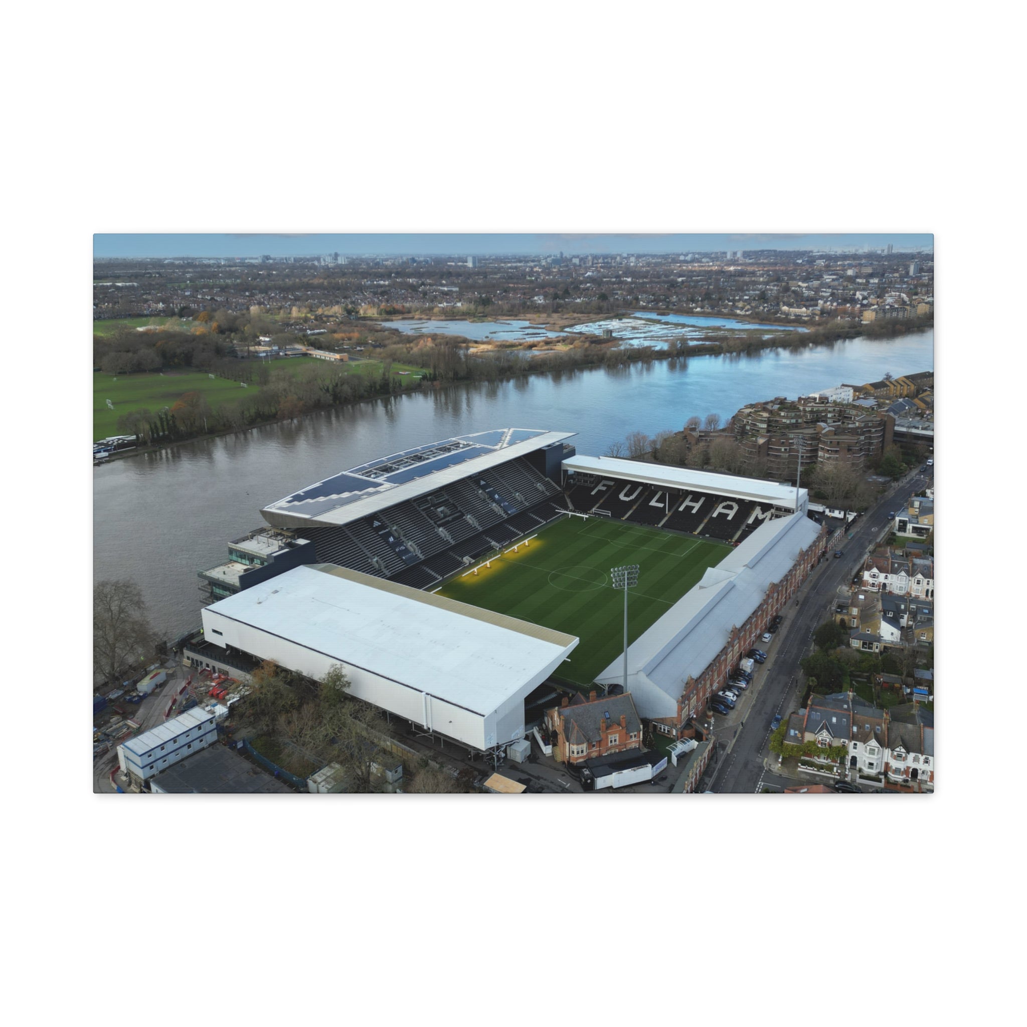 Fulham Football Club Canvas Wall Art, Great Gift Idea of Craven Cottage View From The Air