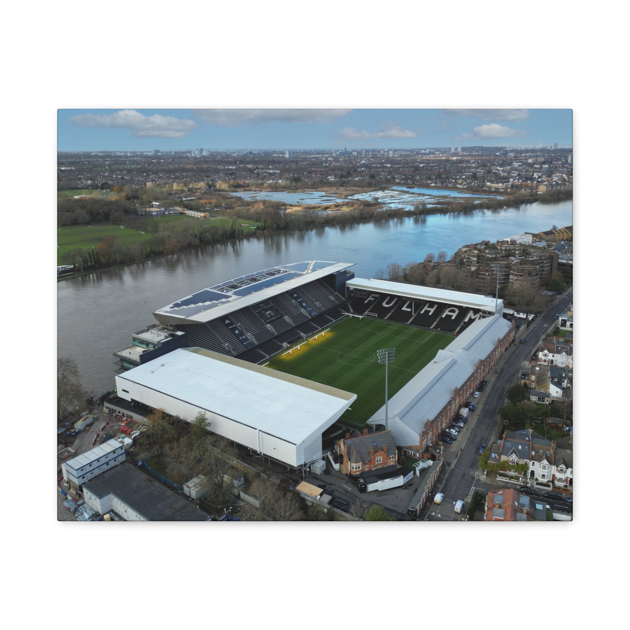 Fulham Football Club Canvas Wall Art, Great Gift Idea of Craven Cottage View From The Air