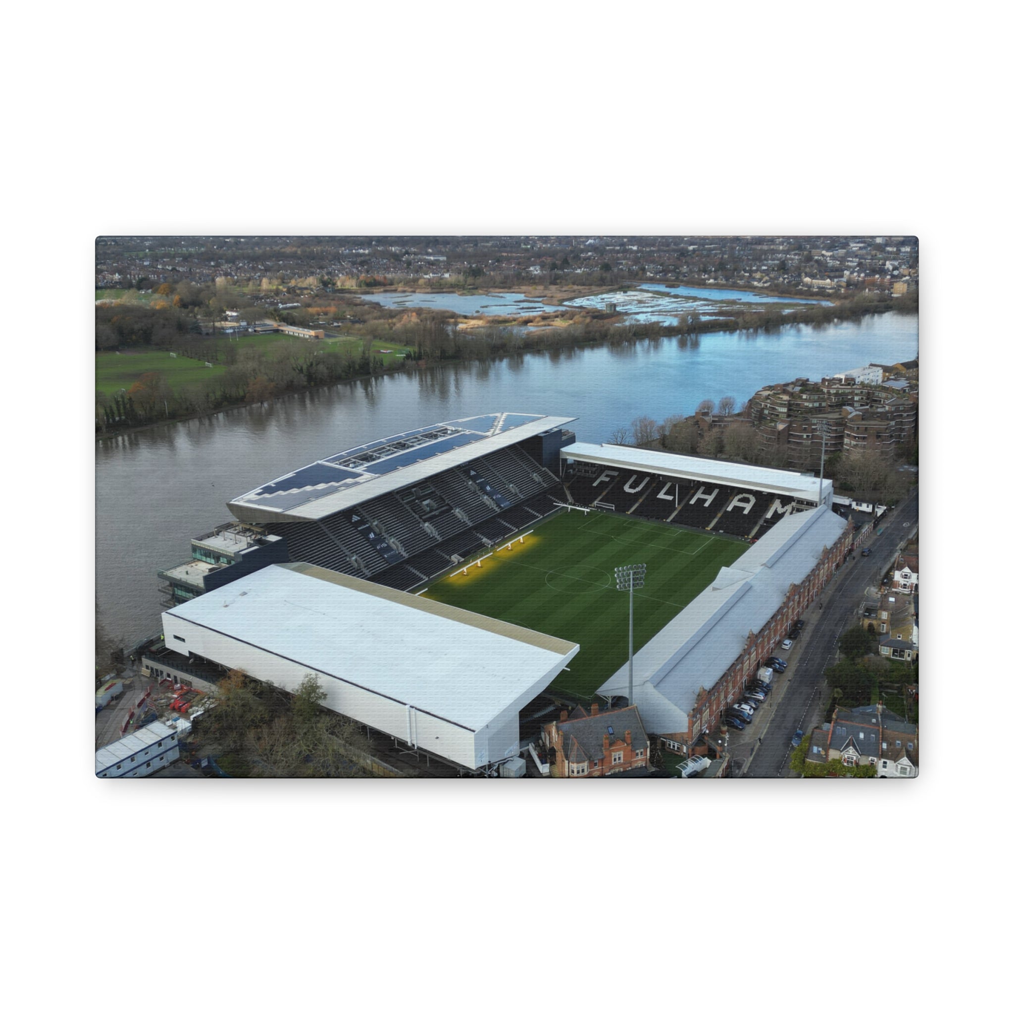 Fulham Football Club Canvas Wall Art, Great Gift Idea of Craven Cottage View From The Air