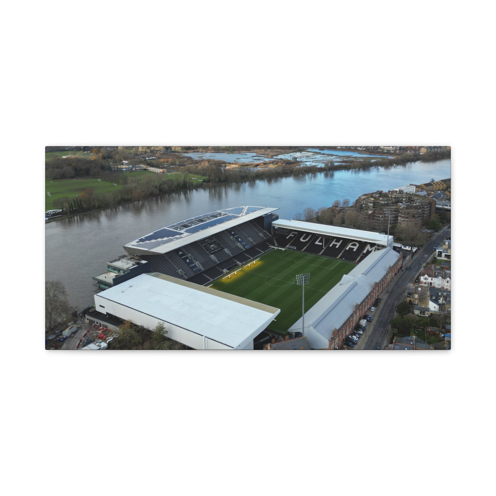 Fulham Football Club Canvas Wall Art, Great Gift Idea of Craven Cottage View From The Air