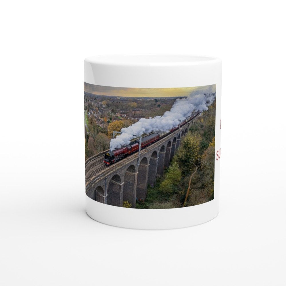 Duchess Of Sutherland Passing Digswell Viaduct White 11oz Ceramic Mug